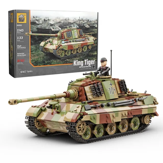build-army-ba0182c-king-tiger-camouflage-briques-1145-pcs image 1