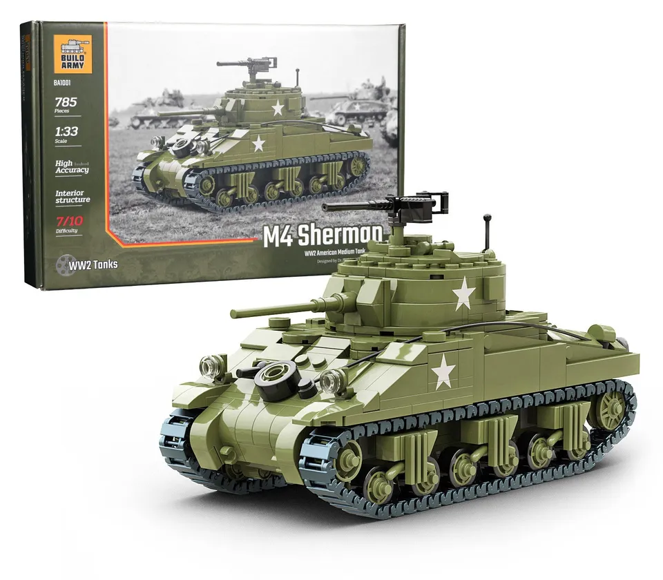 build-army-ba1001-m4-sherman-jeu-briques-char-1-33-785-pcs image 1
