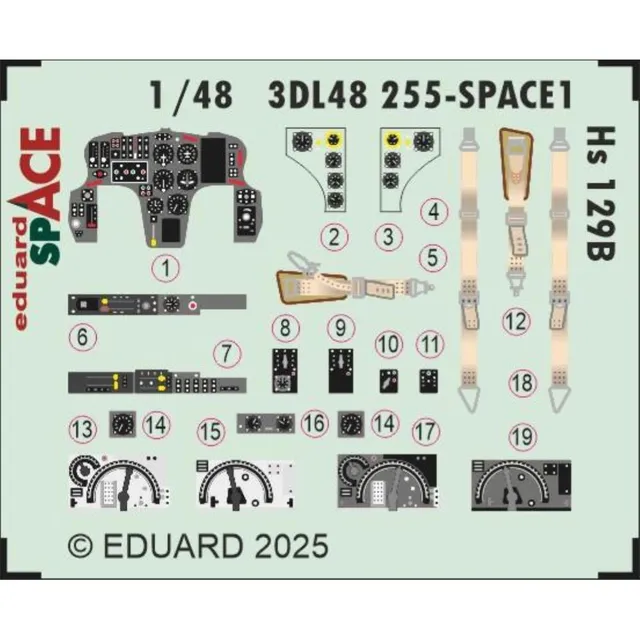 eduard-3dl48255-hs-129-b-cockpit-1-48-pour-takom-3d image 1