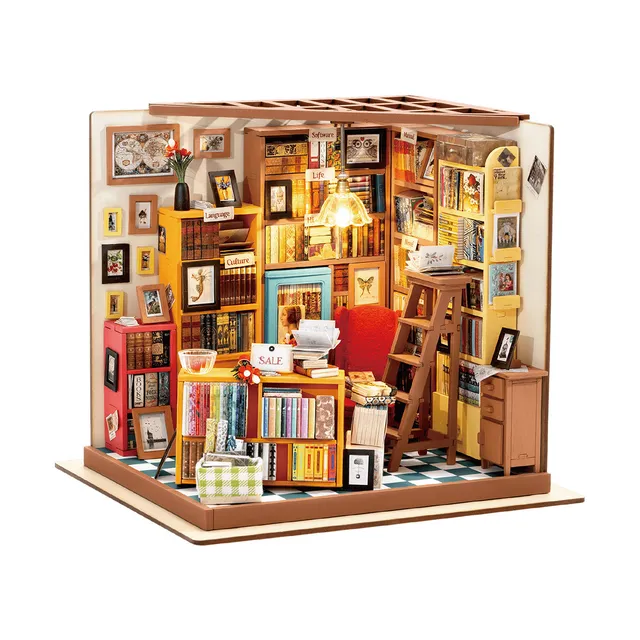 rolife-sam-s-study-dg102-maison-miniature-biblioth-que-bois image 1
