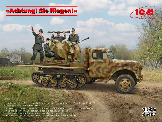 icm-35407-sd-kfz-3b-flak-maquette-blind-1-35-achtung-sie-fliegen image 1