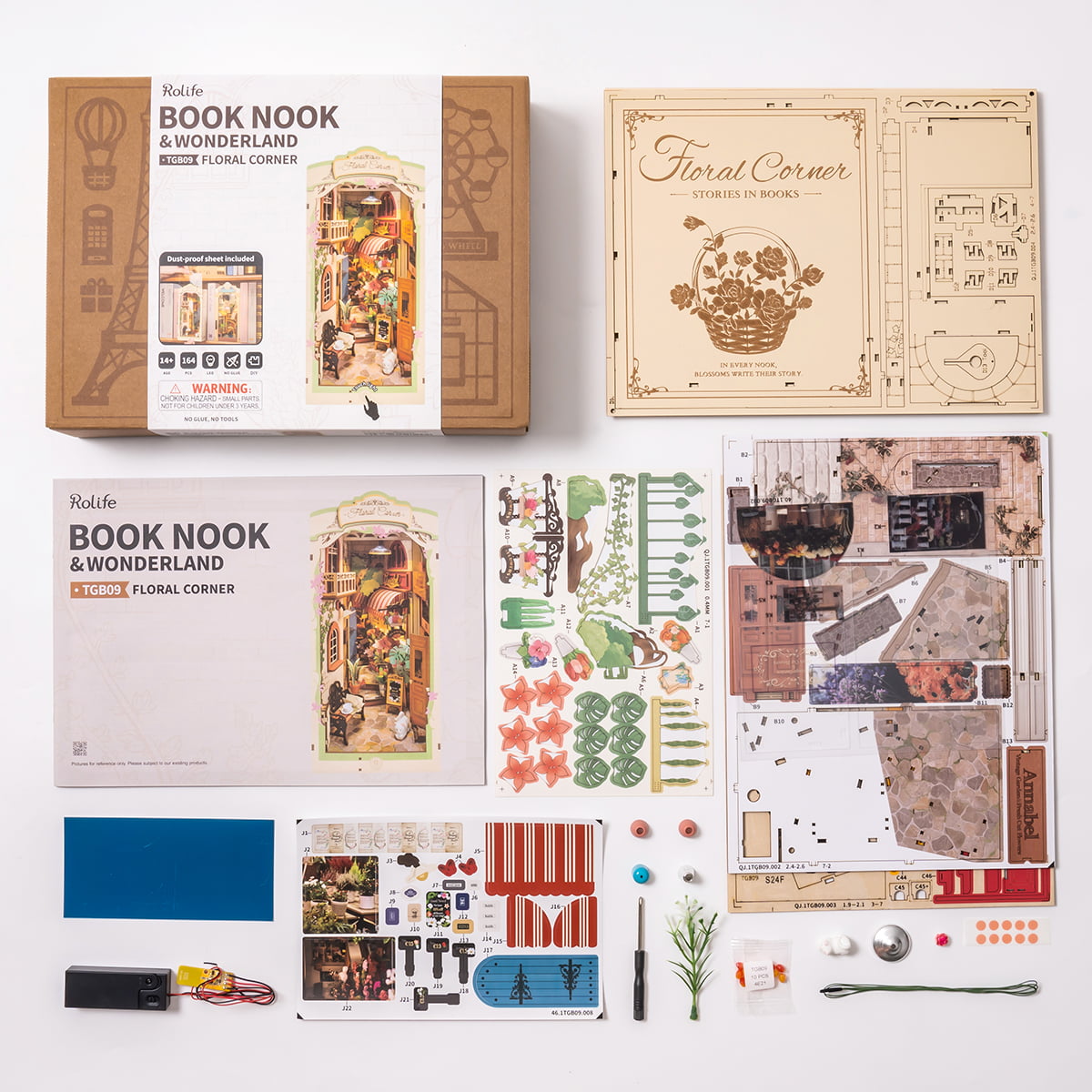 rolife-tgb09-floral-corner-book-nook-kit-bois-fleurs image 3
