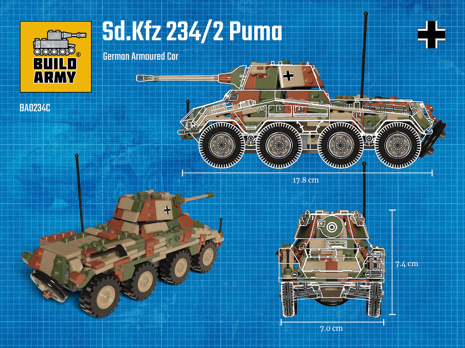 build-army-ba0234c-puma-sd-kfz-234-2-briques-camouflage image 4