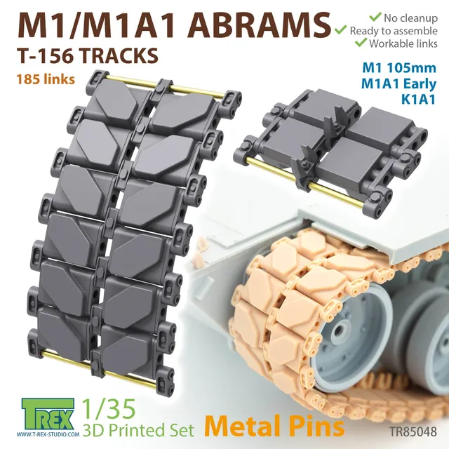 t-rex-85048-chenilles-1-35-m1-abrams-t156-metal-pins image 1