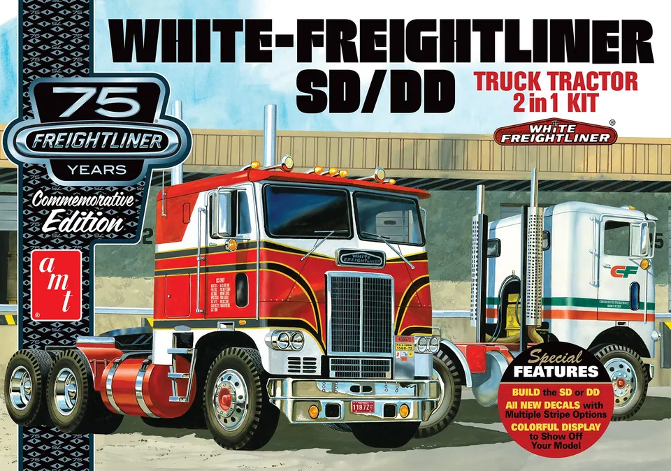 amt-white-freightliner-2-en-1-maquette-camion-1-25-75e-anniversaire image 1
