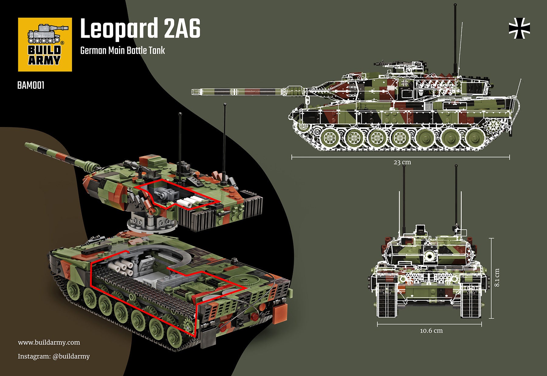 build-army-bam001-leopard-2a6-char-briques-1390-pcs image 4