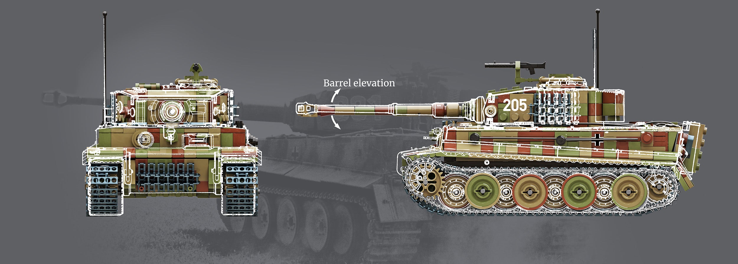 build-army-ba0181c-tiger-i-ausf-e-char-briques-camouflage-1153pcs image 4