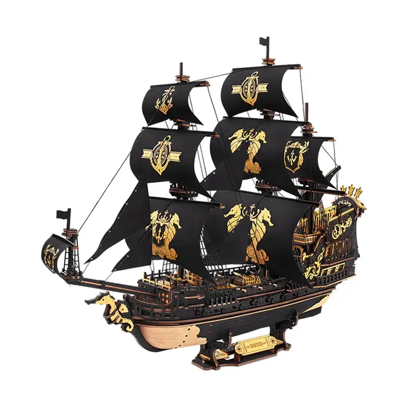 rokr-mcb02-seahorse-barque-puzzle-bois-3d-bateau-603-pi-ces image 1