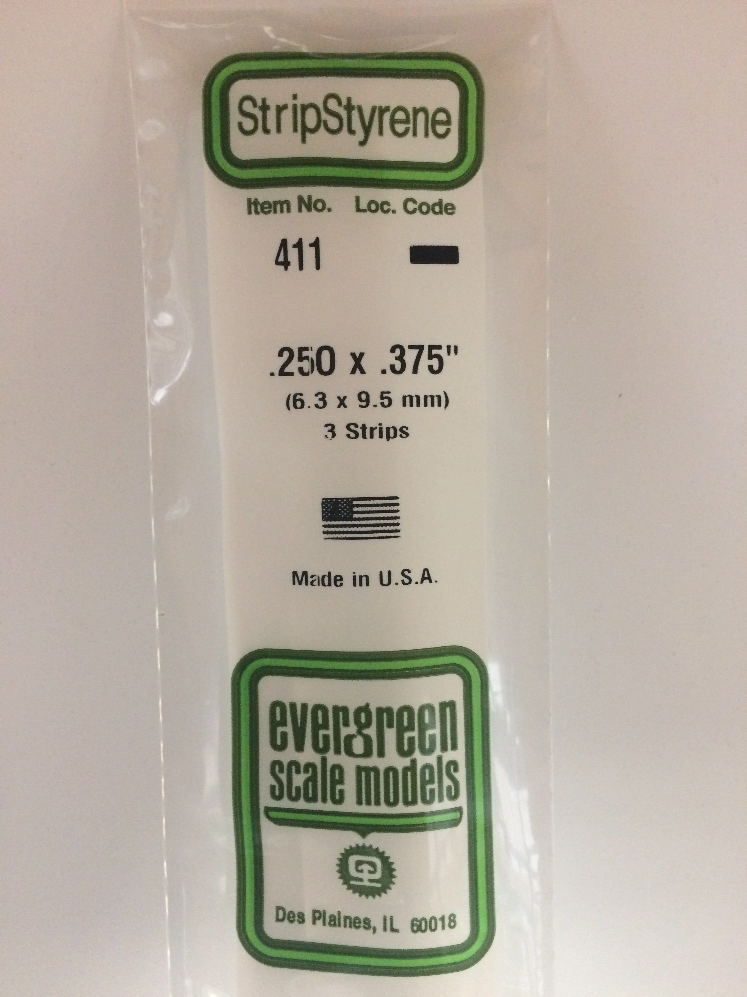 evergreen-strips-411-baguette-plastique-blanche-6-3x9-5mm-3pcs image 1
