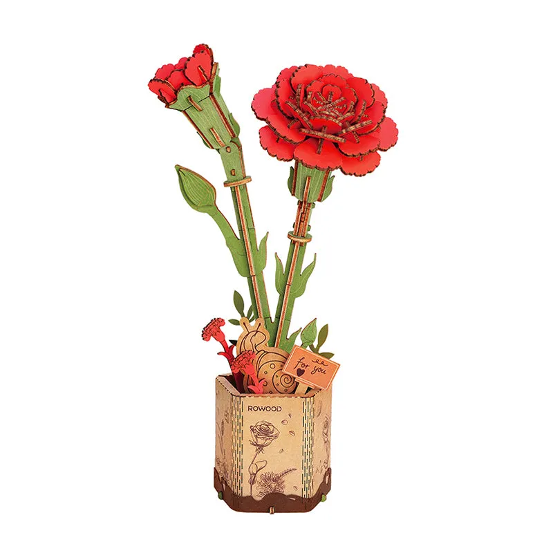 rowood-tw052-illet-rouge-maquette-fleur-bois-3d-puzzle image 1
