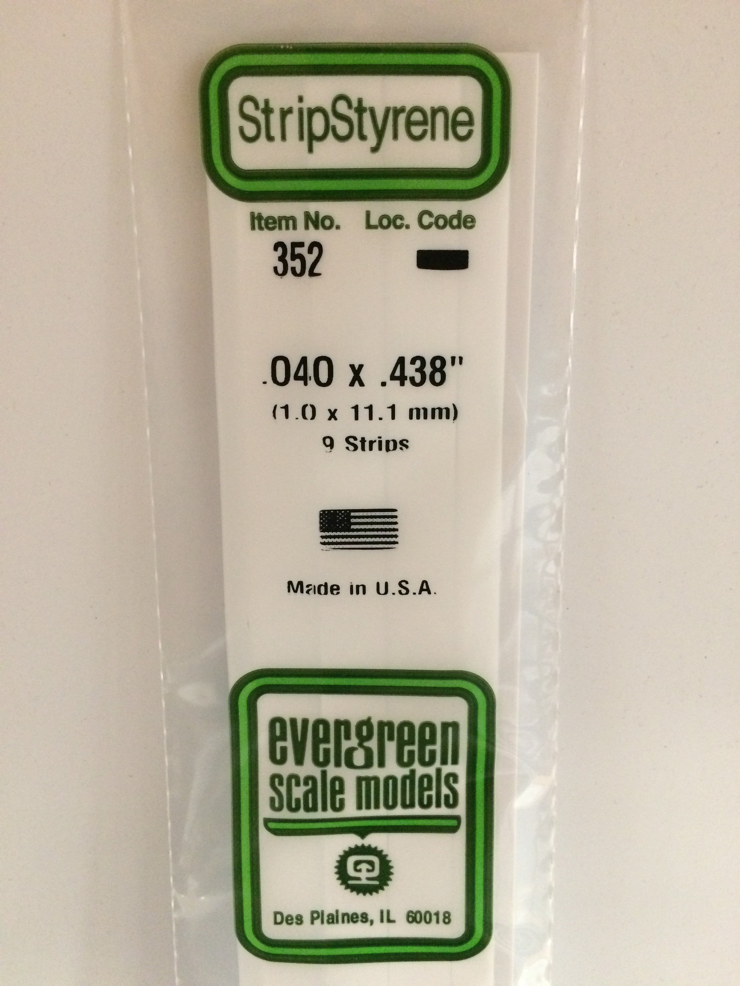 evergreen-strips-352-baguette-plastique-blanche-1x11-1mm-9-pcs image 1