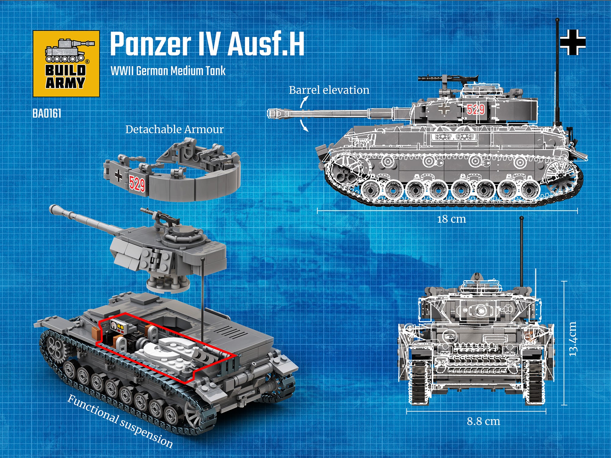 build-army-ba0161-panzer-iv-ausf-h-char-briques-1-33-935-pcs image 4
