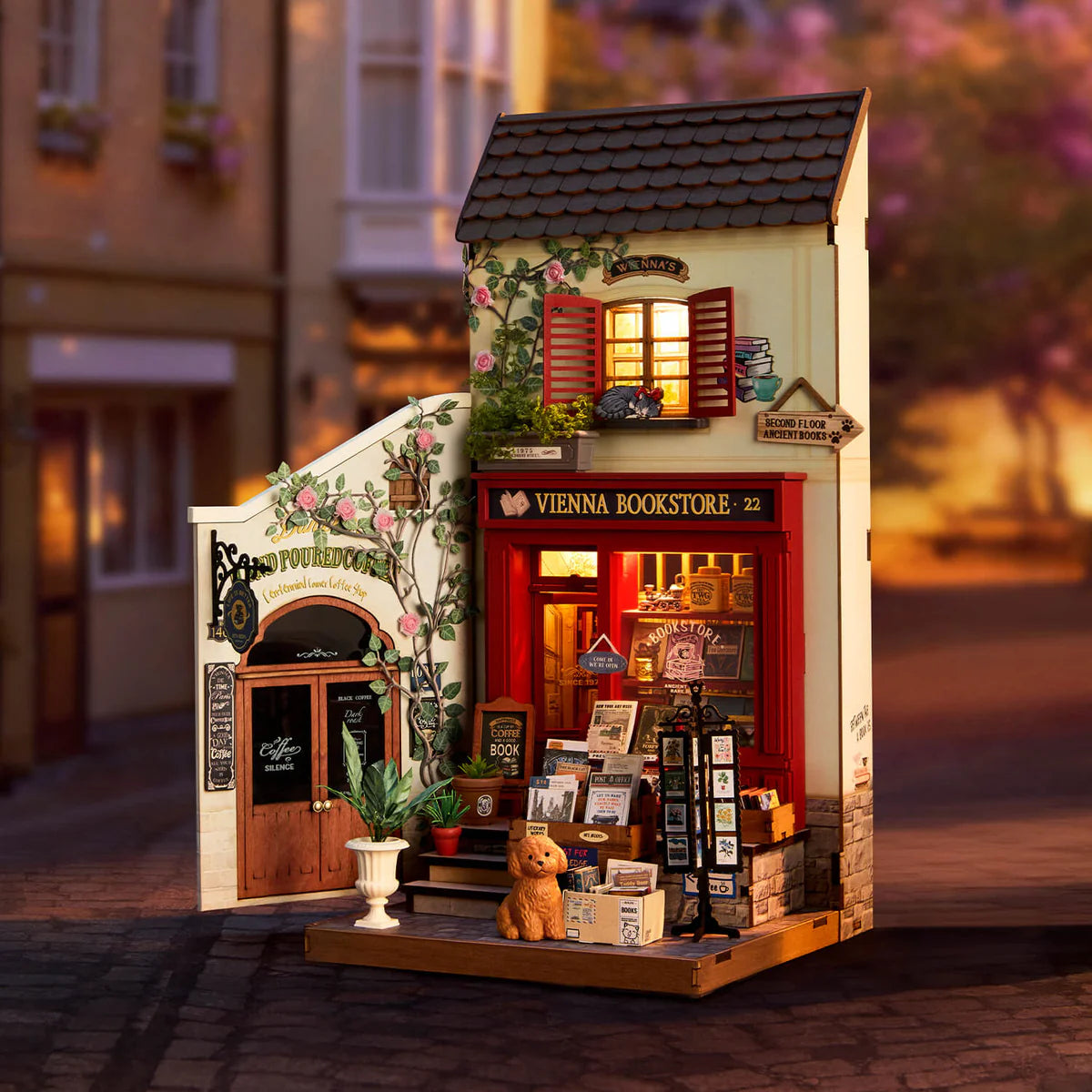 rolife-dg183-maquette-bois-librairie-vienna-miniature-led image 2