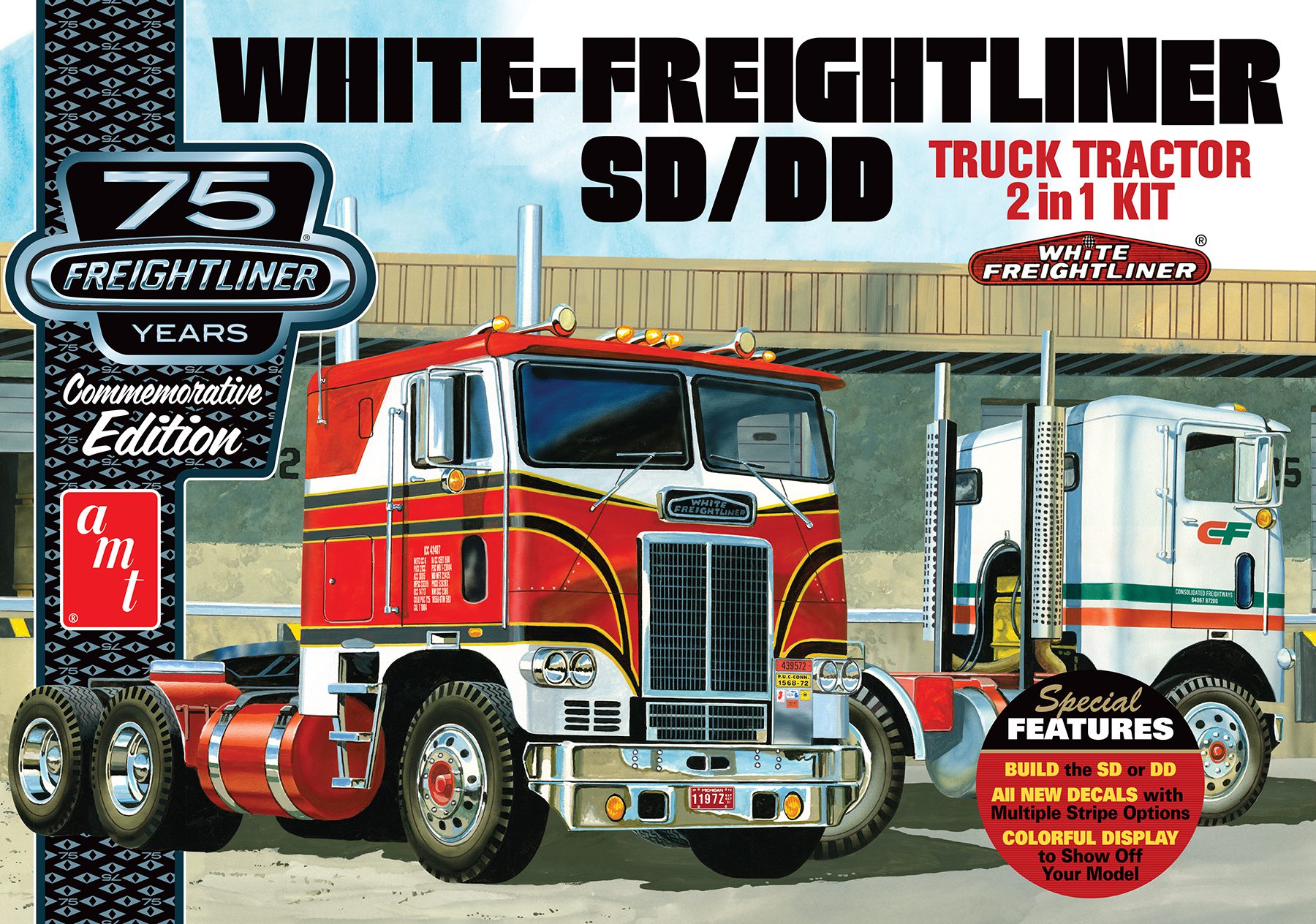 amt-white-freightliner-2-en-1-maquette-camion-1-25-75e-anniversaire image 1