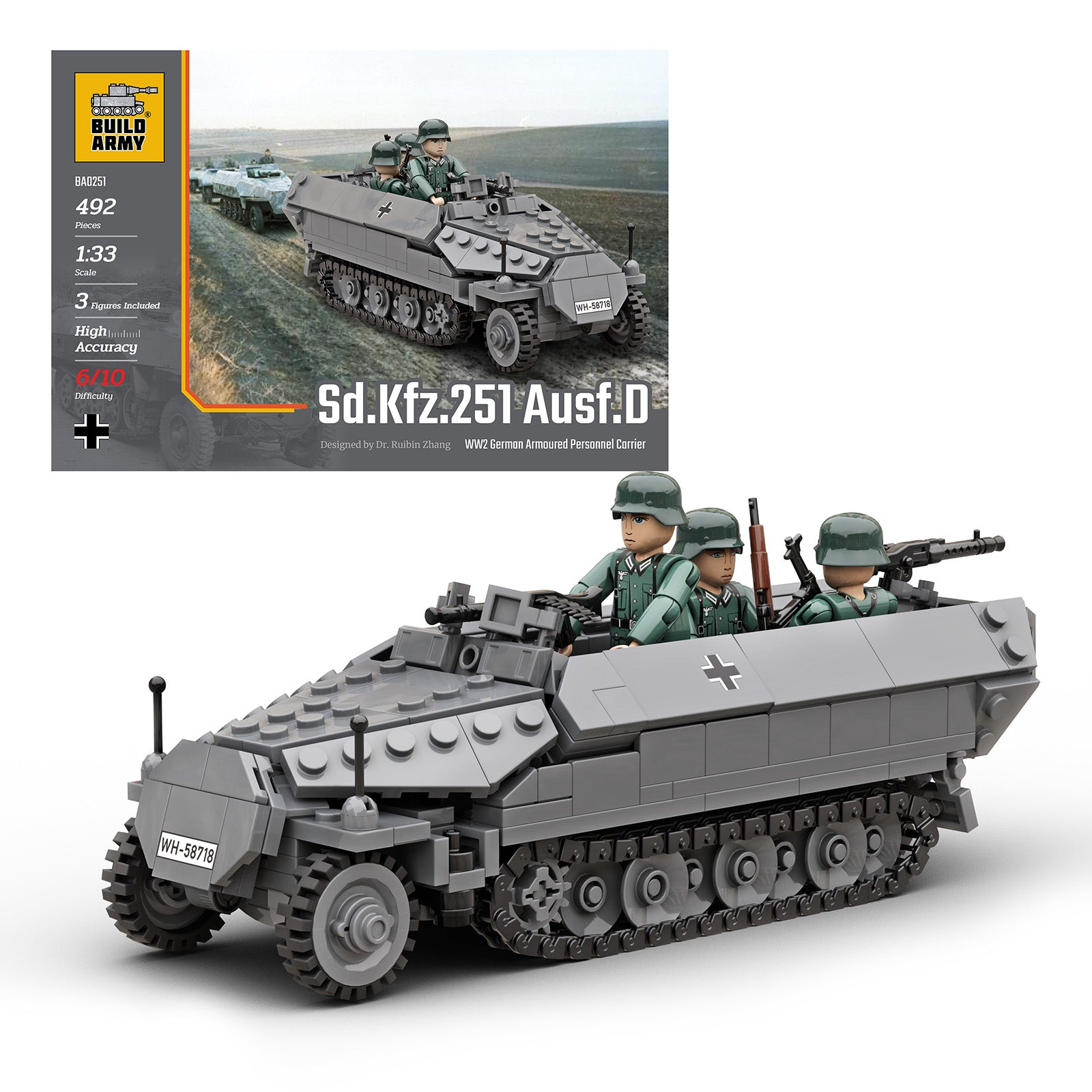 build-army-ba0251-sd-kfz-251-ausf-d-briques-415-pcs-ww2 image 1