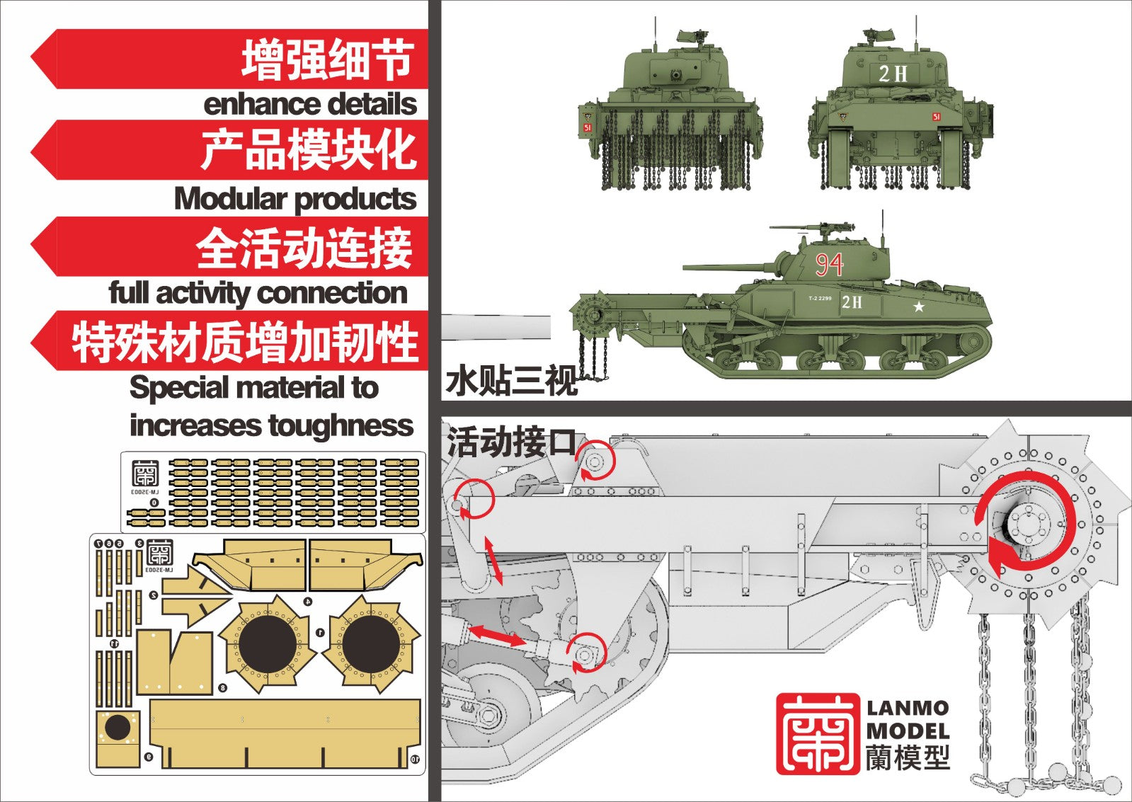 lanmo-model-lm35003-sherman-crab-maquette-char-1-35-wwii image 2