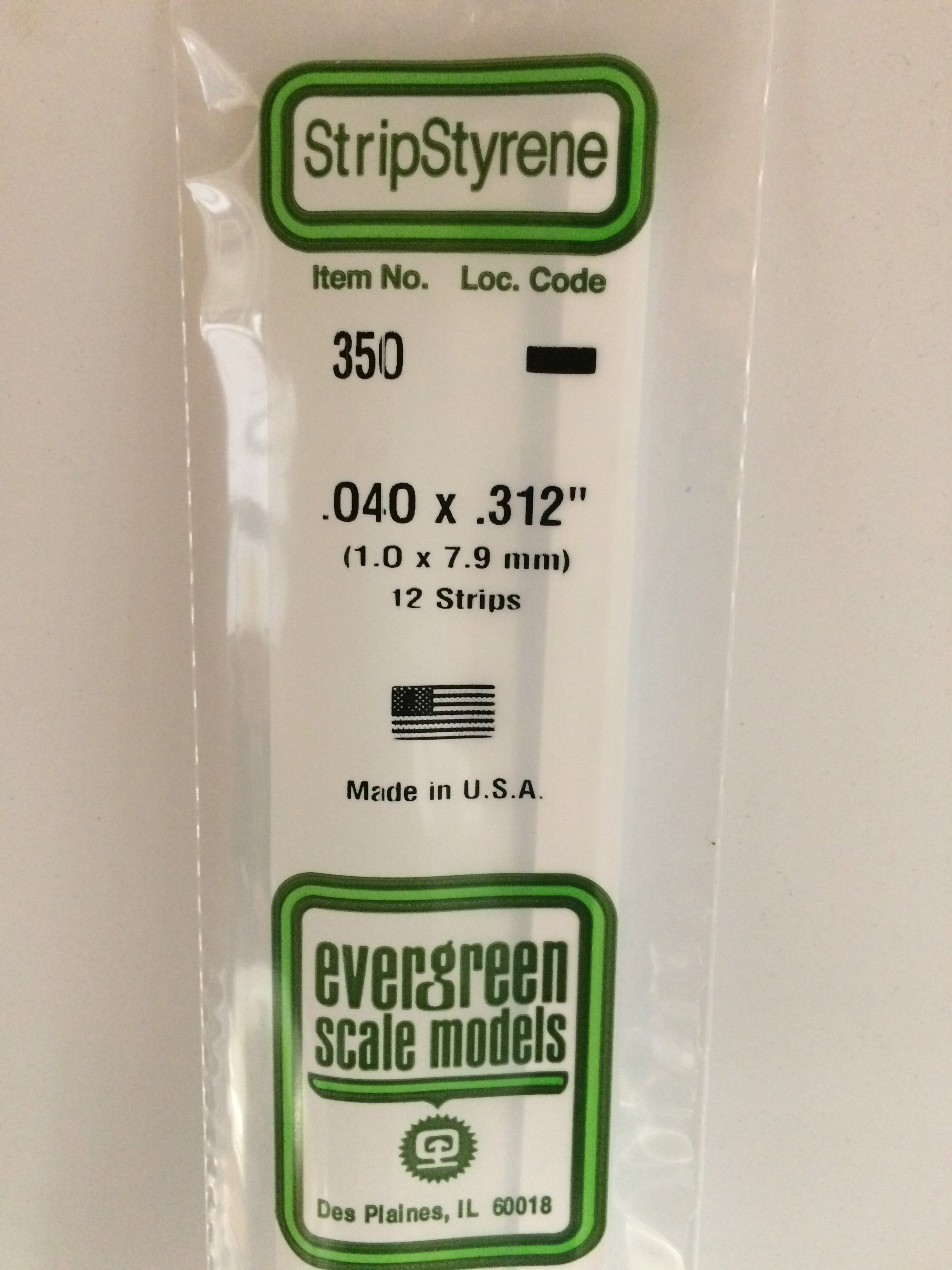 evergreen-strips-350-baguette-plastique-blanche-1x7-9mm-12pcs image 1