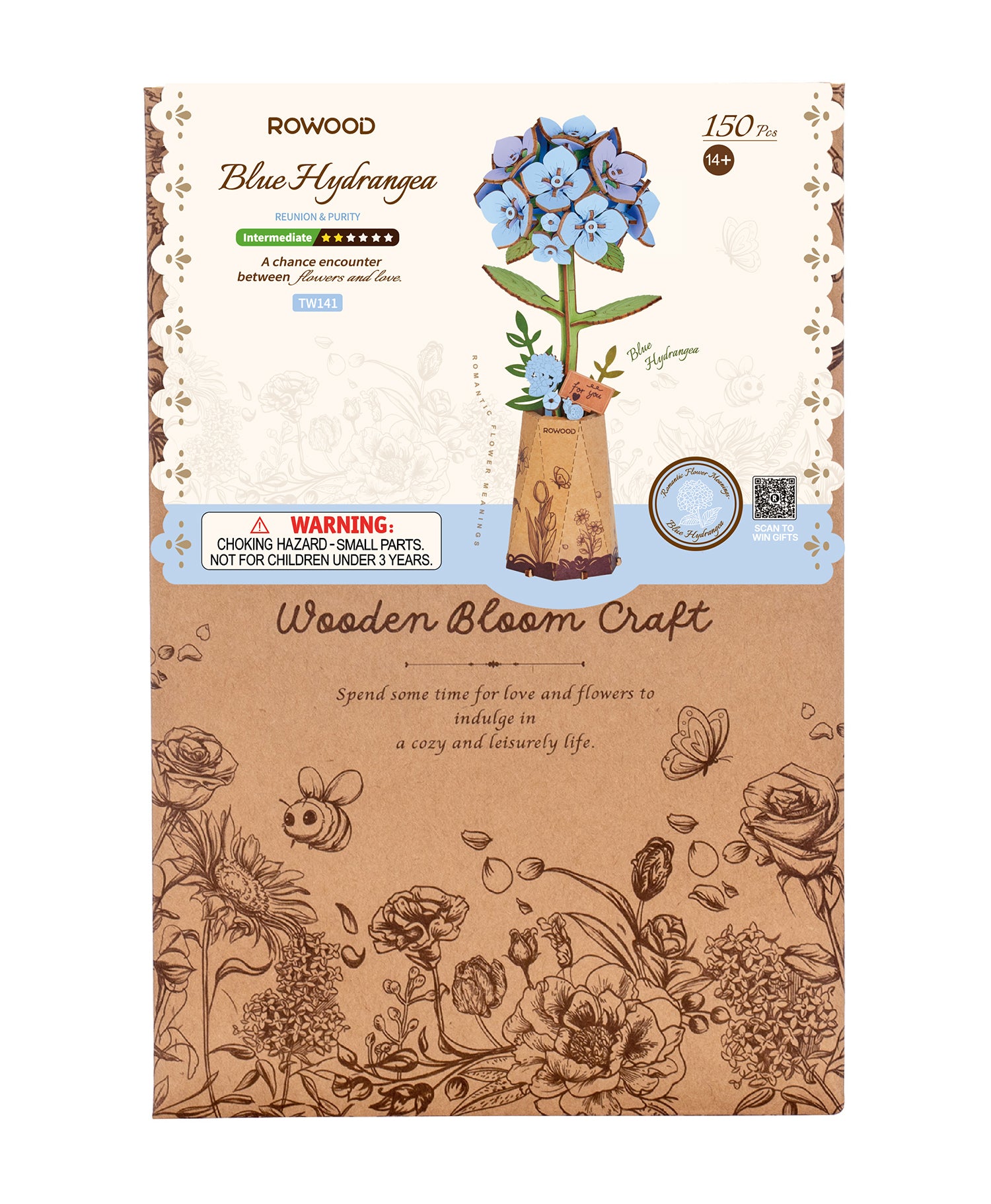robotime-rowood-tw141-bouquet-fleurs-bois-hortensia-bleu image 2