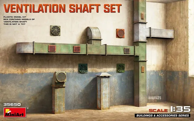 miniart-35650-ventilation-shaft-set-d-cor-diorama-1-35-usine image 1
