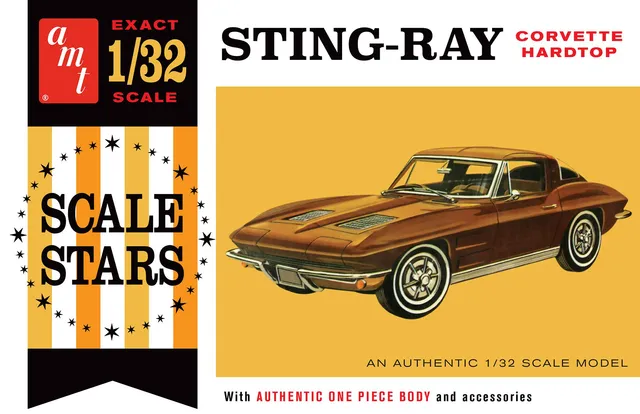 amt-1963-chevy-corvette-stingray-maquette-1-32-chrome image 1
