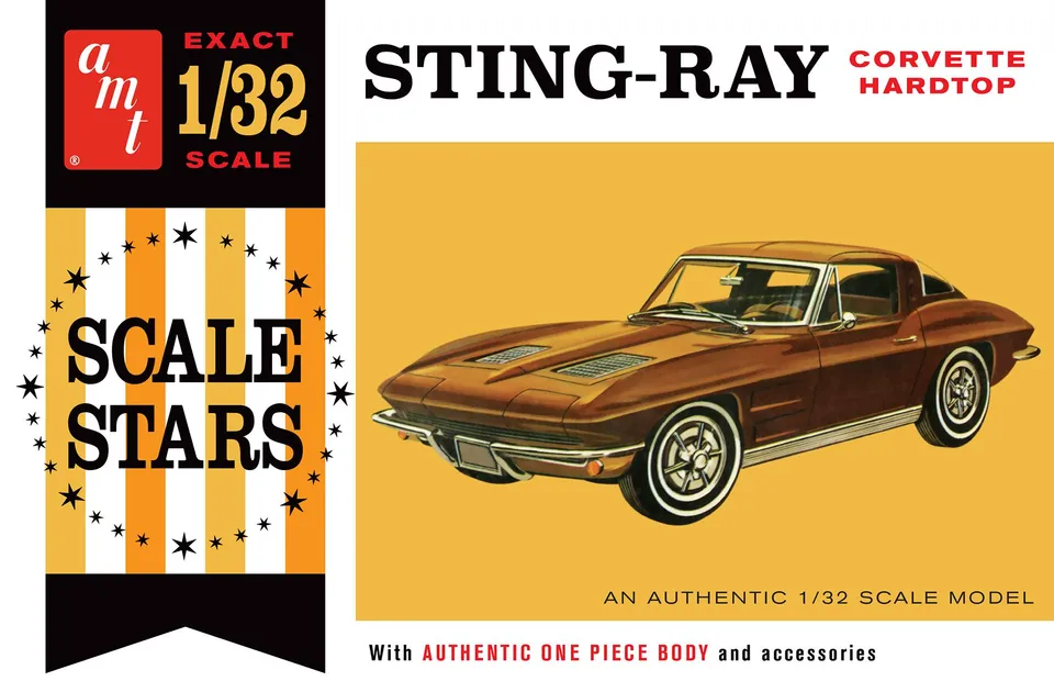 amt-1963-chevy-corvette-stingray-maquette-1-32-chrome image 1