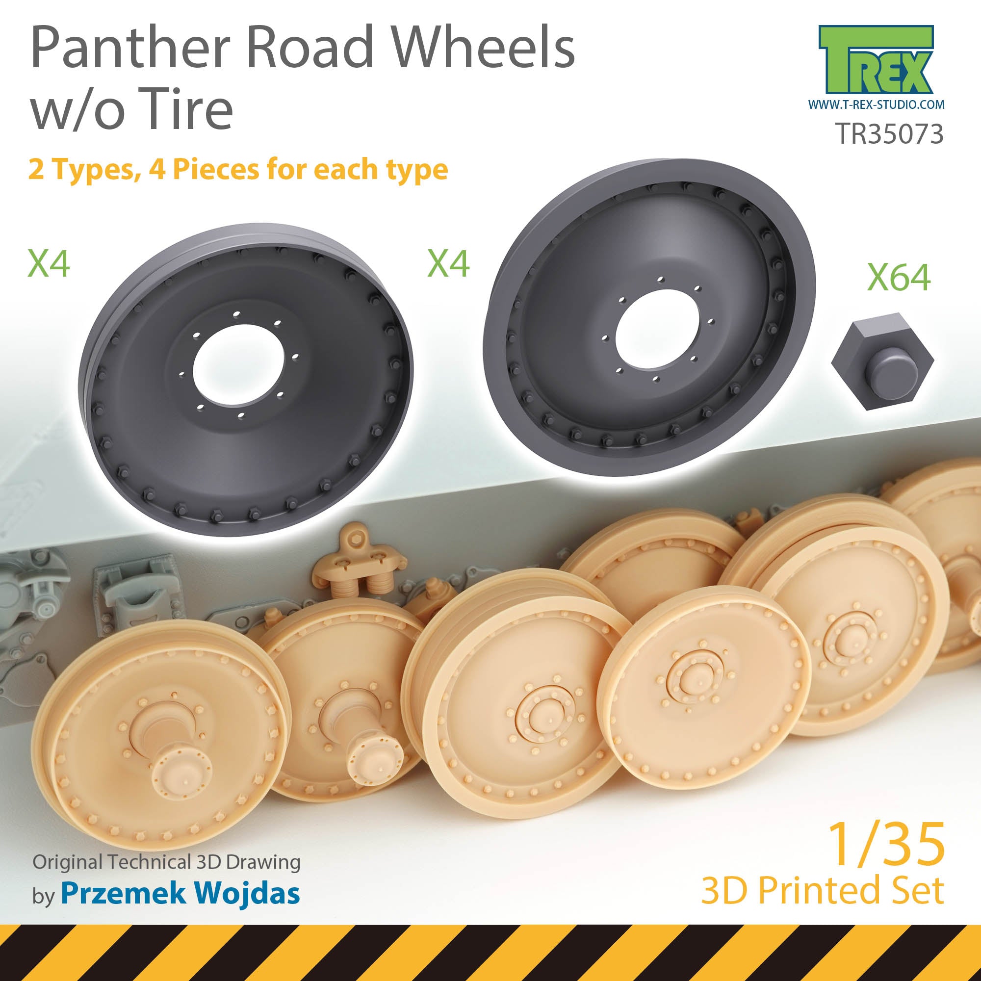 t-rex-35073-panther-roues-galets-1-35-sans-pneu-8-pi-ces image 1