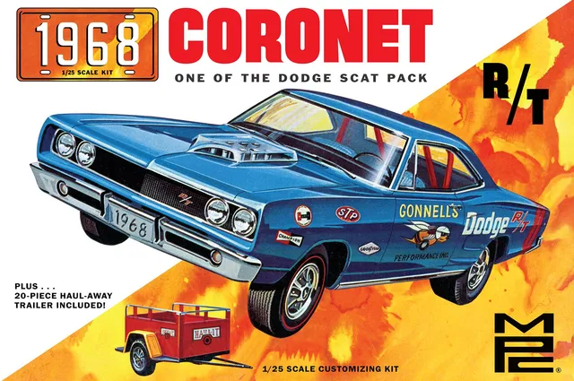 mpc-dodge-coronet-1968-hardtop-maquette-voiture-1-25-remorque image 1
