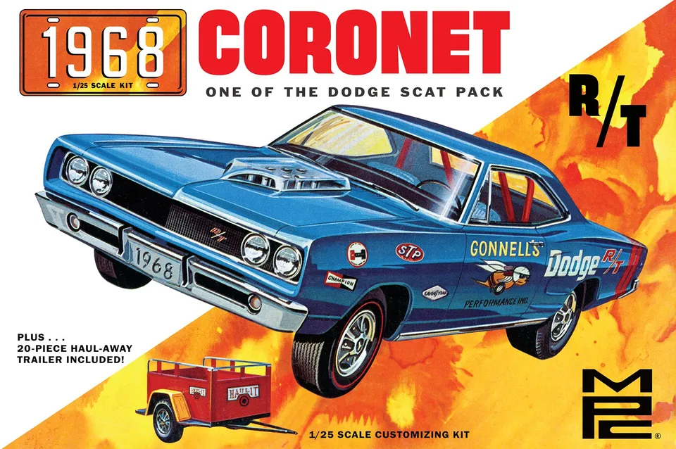 mpc-dodge-coronet-1968-hardtop-maquette-voiture-1-25-remorque image 1