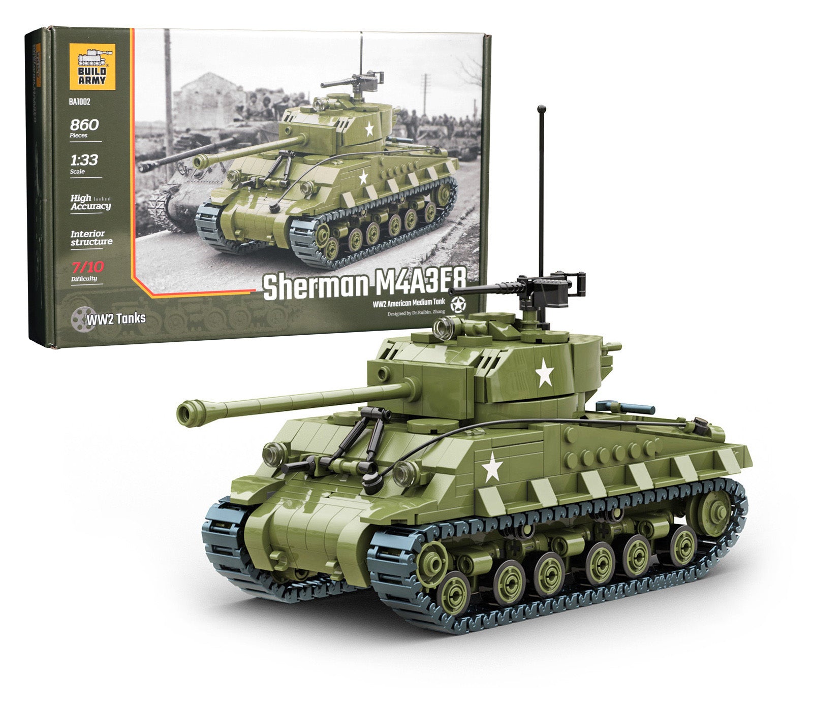 build-army-ba1002-maquette-char-sherman-m4a3e8-easy-8-1-33 image 1