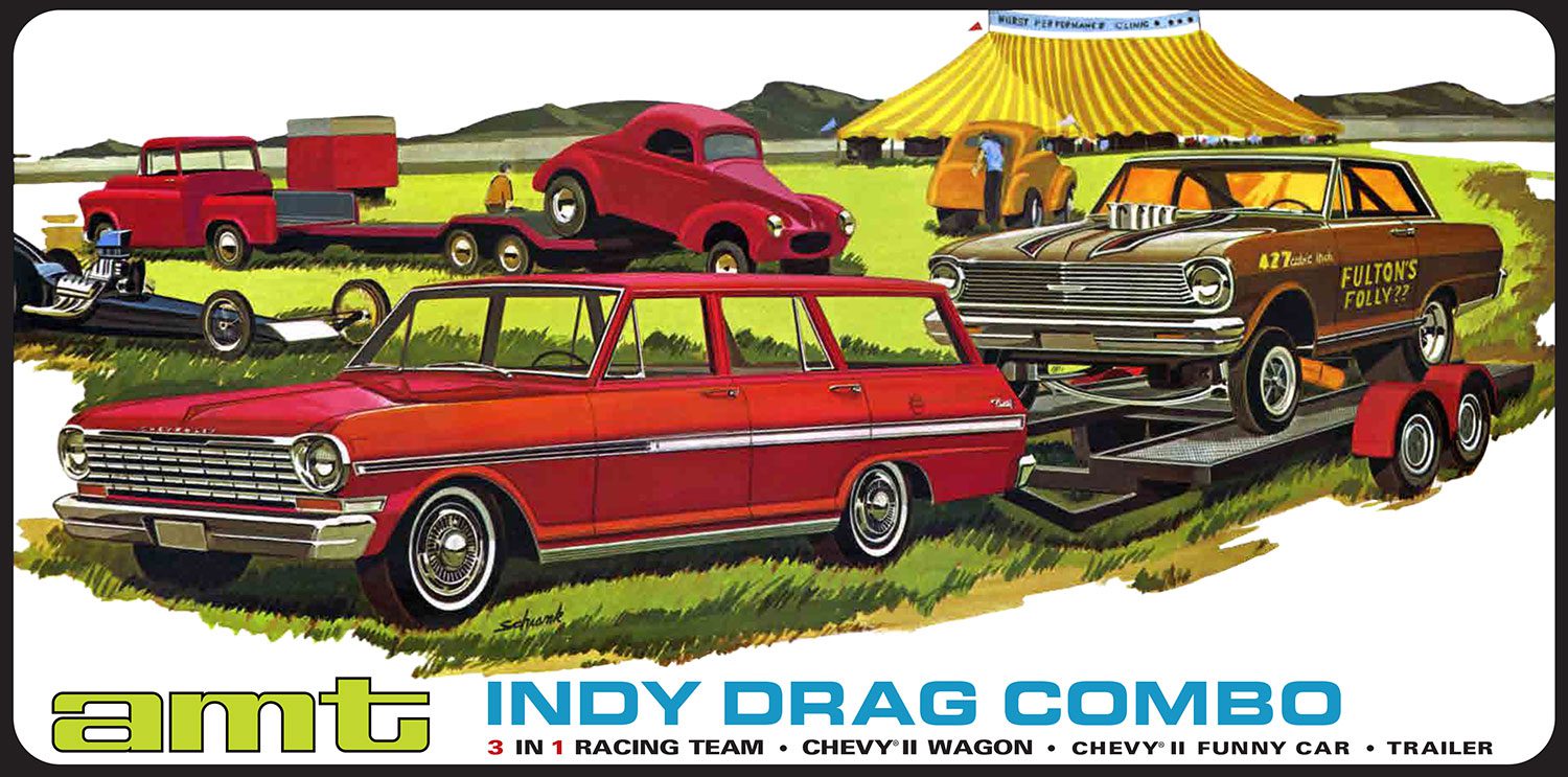 amt-indy-drag-combo-maquette-1-25-chevy-ii-wagon-funny-car image 1