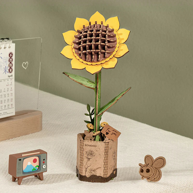 rowood-tw011-bouquet-tournesol-puzzle-bois-3d image 1