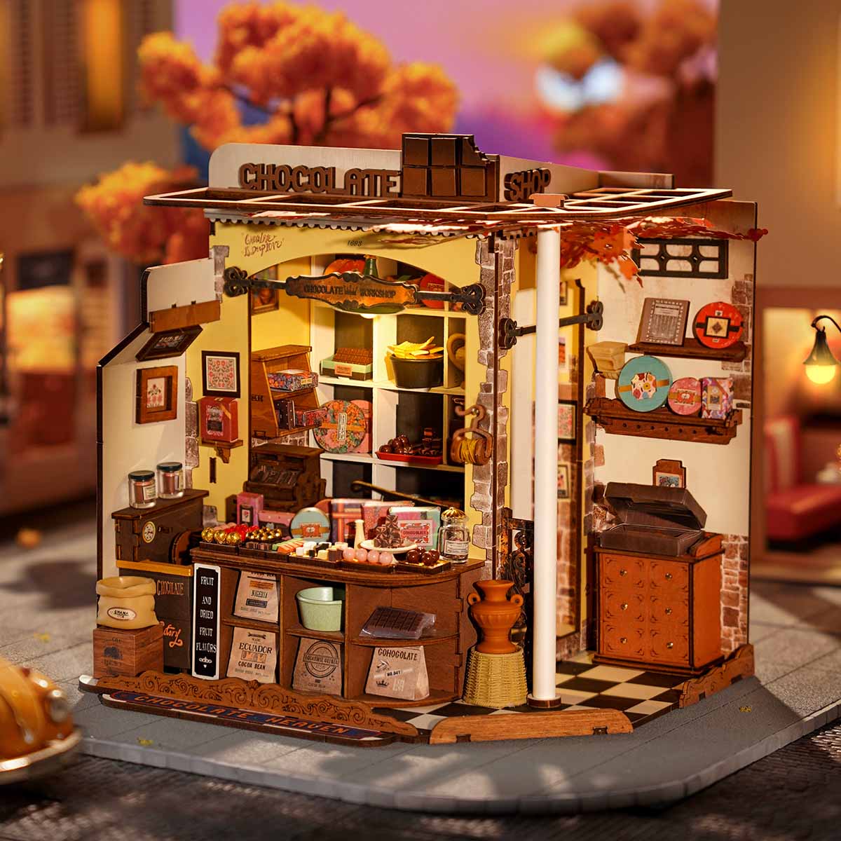 robotime-rolife-dg174-henry-s-chocolate-maison-miniature-diy image 2