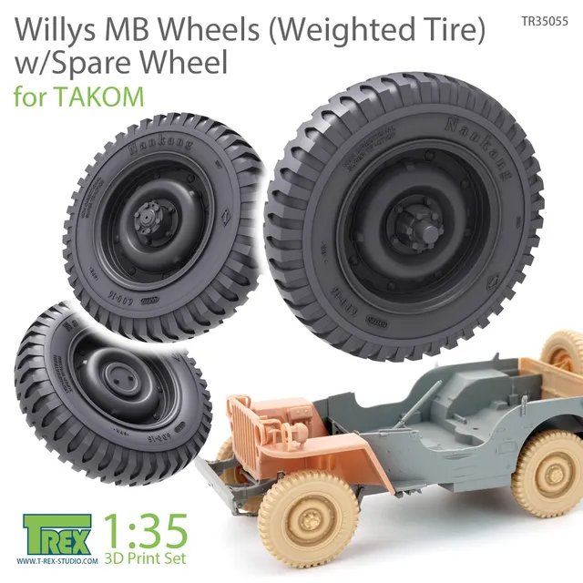 t-rex-35055-willys-mb-roues-lest-es-1-35-roue-secours image 1
