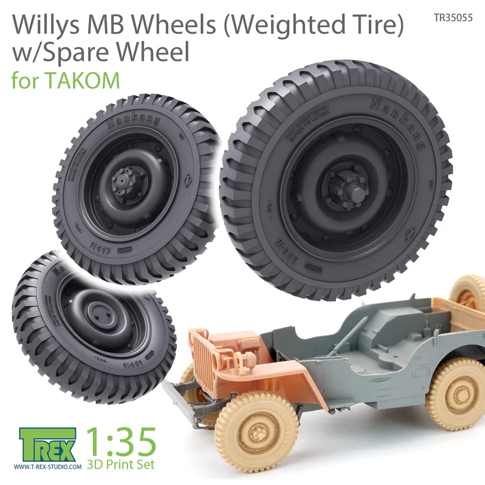t-rex-35055-willys-mb-roues-lest-es-1-35-roue-secours image 1