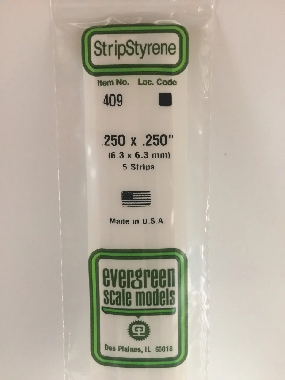 evergreen-strips-409-baguette-carr-e-blanche-6-3-mm-lot-5 image 1