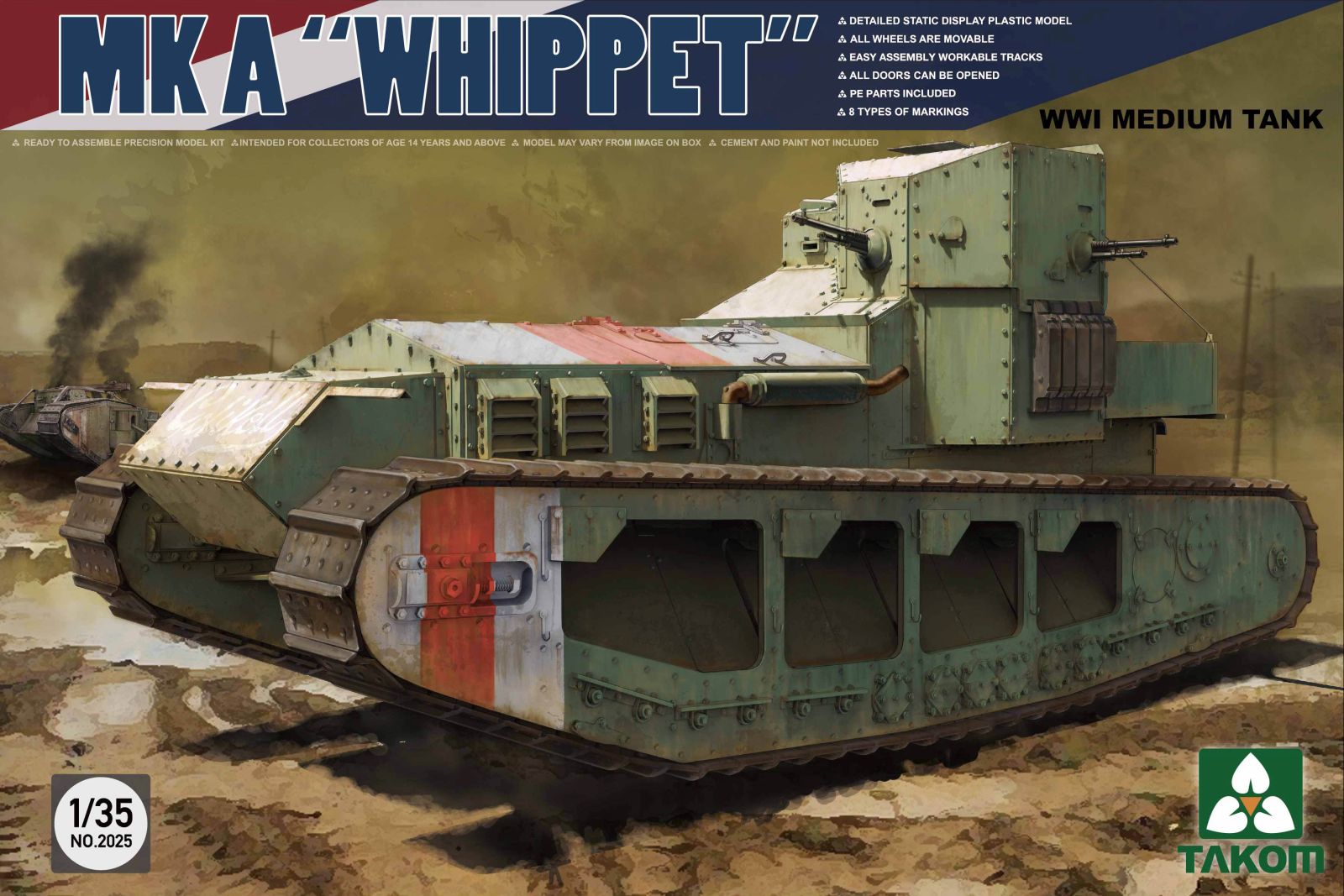 takom-2025-mk-a-whippet-maquette-char-1-35-britannique-ww1 image 1