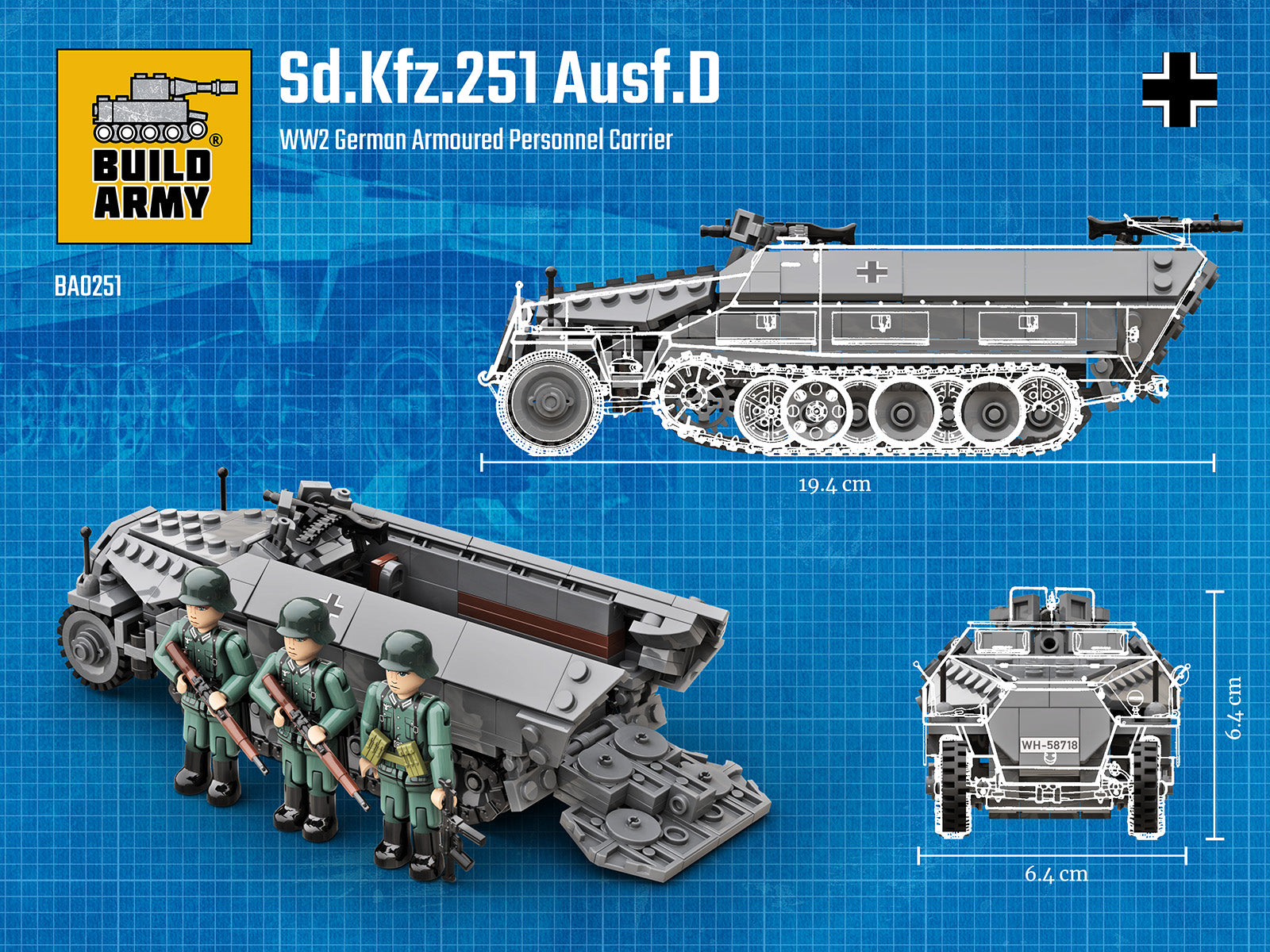 build-army-ba0251-sd-kfz-251-ausf-d-briques-415-pcs-ww2 image 4