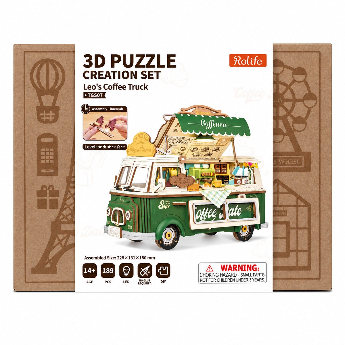 robotime-tgs07-leo-s-coffee-truck-puzzle-3d-bois image 3