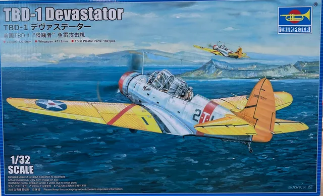 trumpeter-02226-tbd-1-devastator-maquette-avion-1-32-us-navy image 1