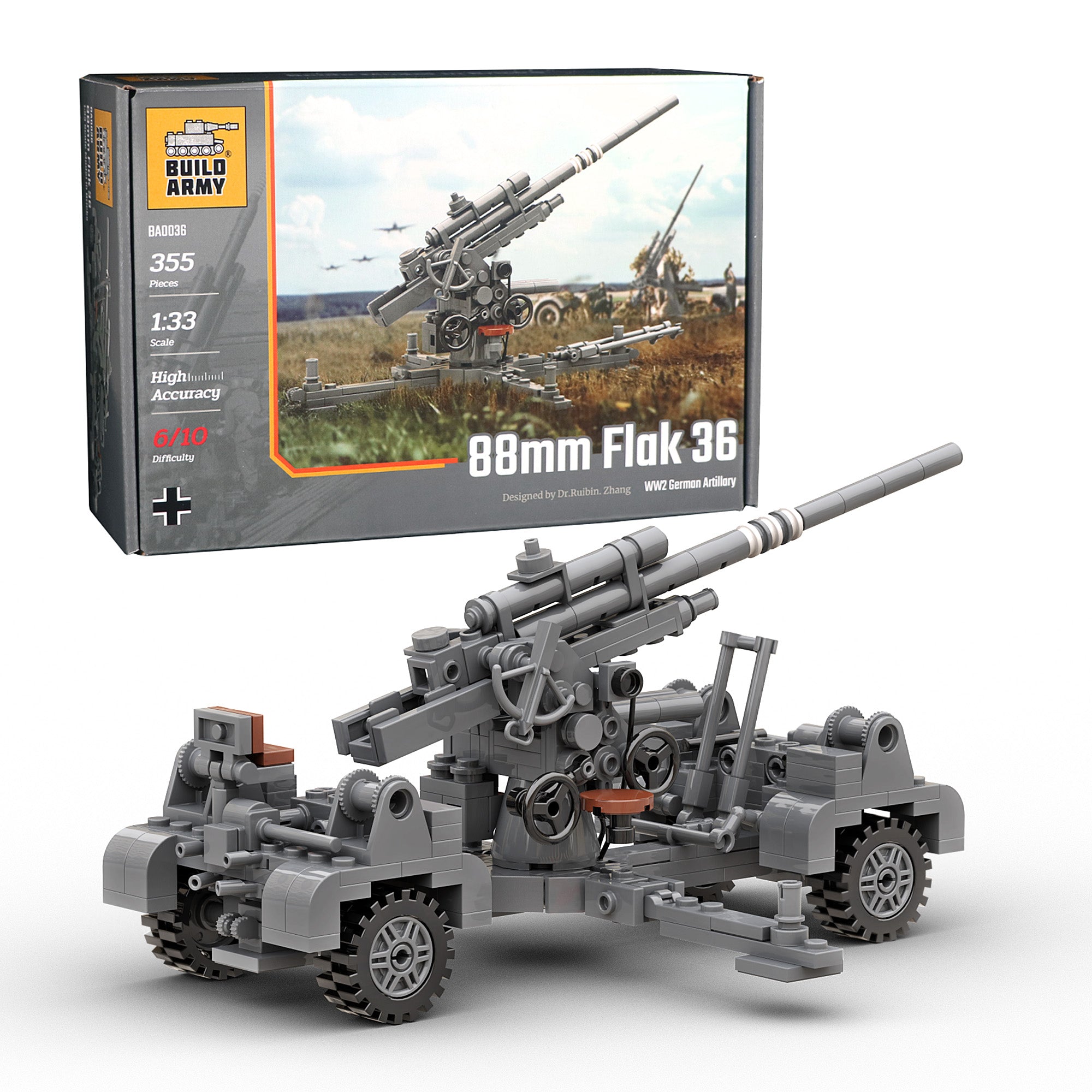 build-army-ba0036-canon-88mm-flak-36-maquette-briques-355-pcs image 1