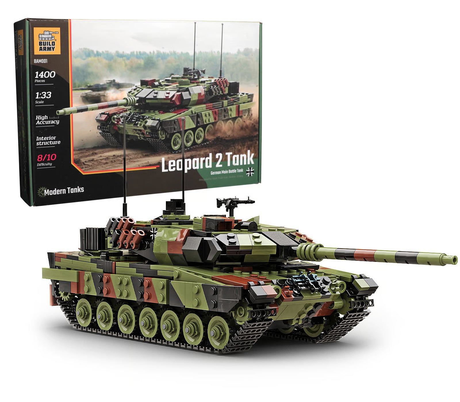 build-army-bam001-leopard-2a6-char-briques-1390-pcs image 1
