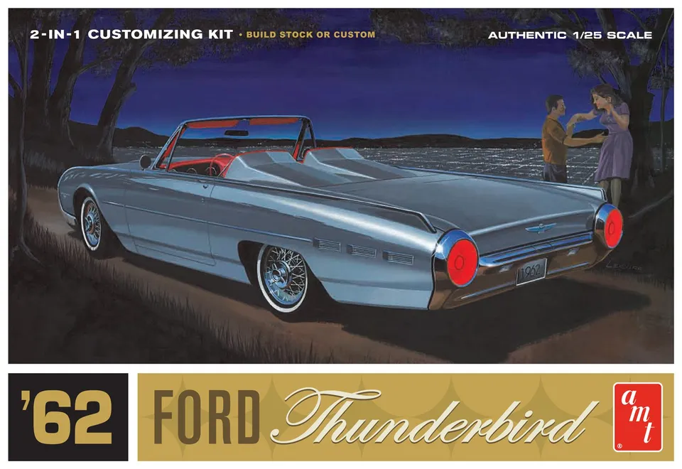 amt-1962-ford-thunderbird-maquette-voiture-1-25-blanche image 1