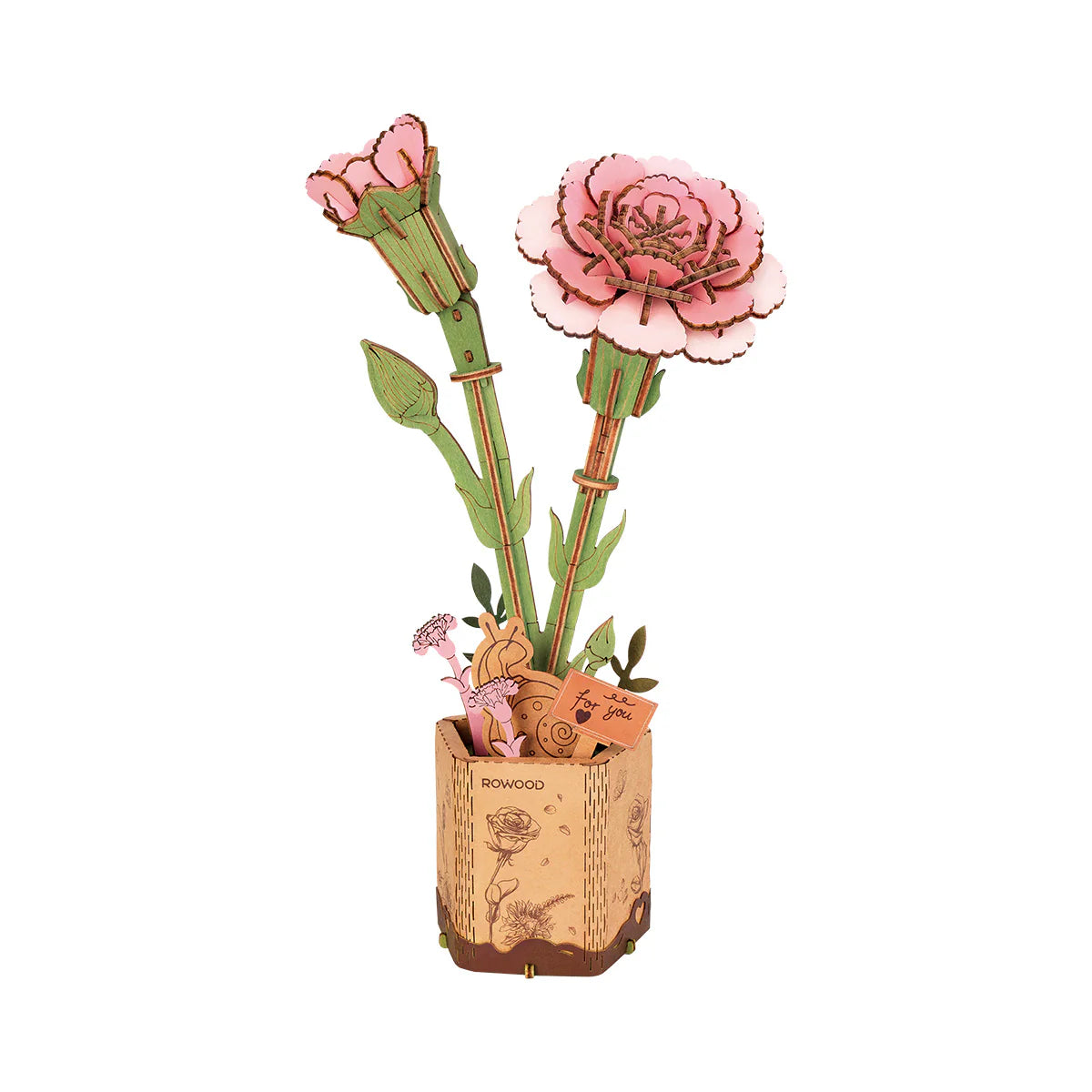 rowood-tw051-puzzle-bois-fleur-oeillet-rose-3d image 1