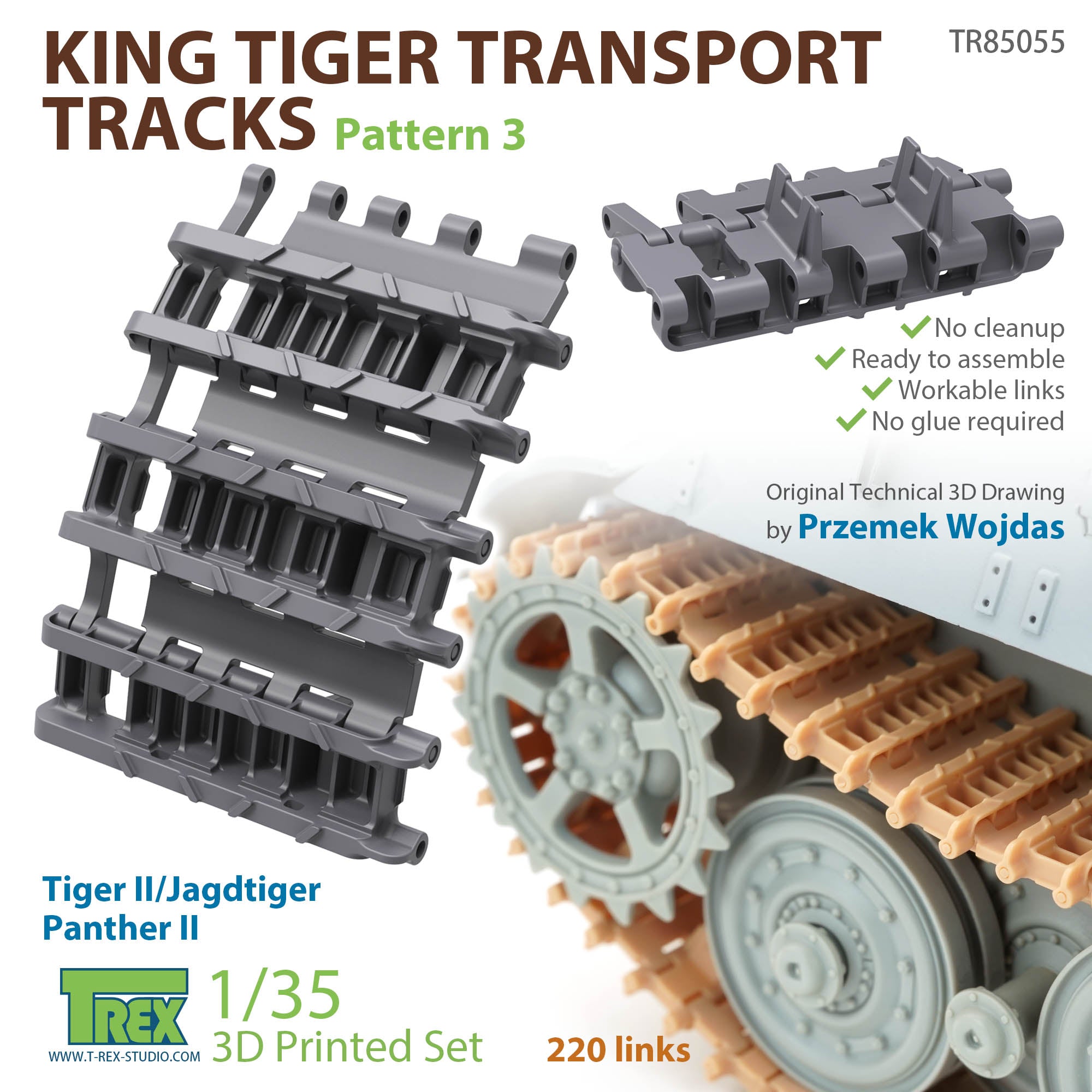 t-rex-85055-king-tiger-chenilles-transport-pattern-3-1-35 image 1