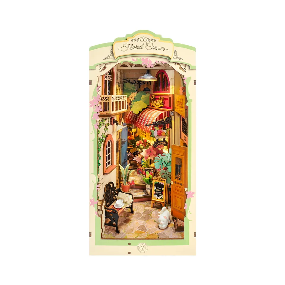 rolife-tgb09-floral-corner-book-nook-kit-bois-fleurs image 1