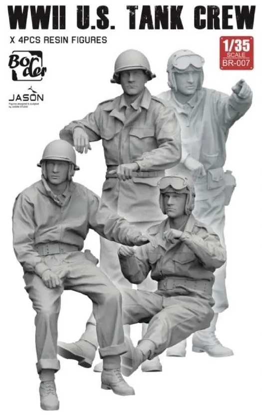 border-model-br007-figurine-1-35-quipage-char-us-ww2-4-pcs image 1