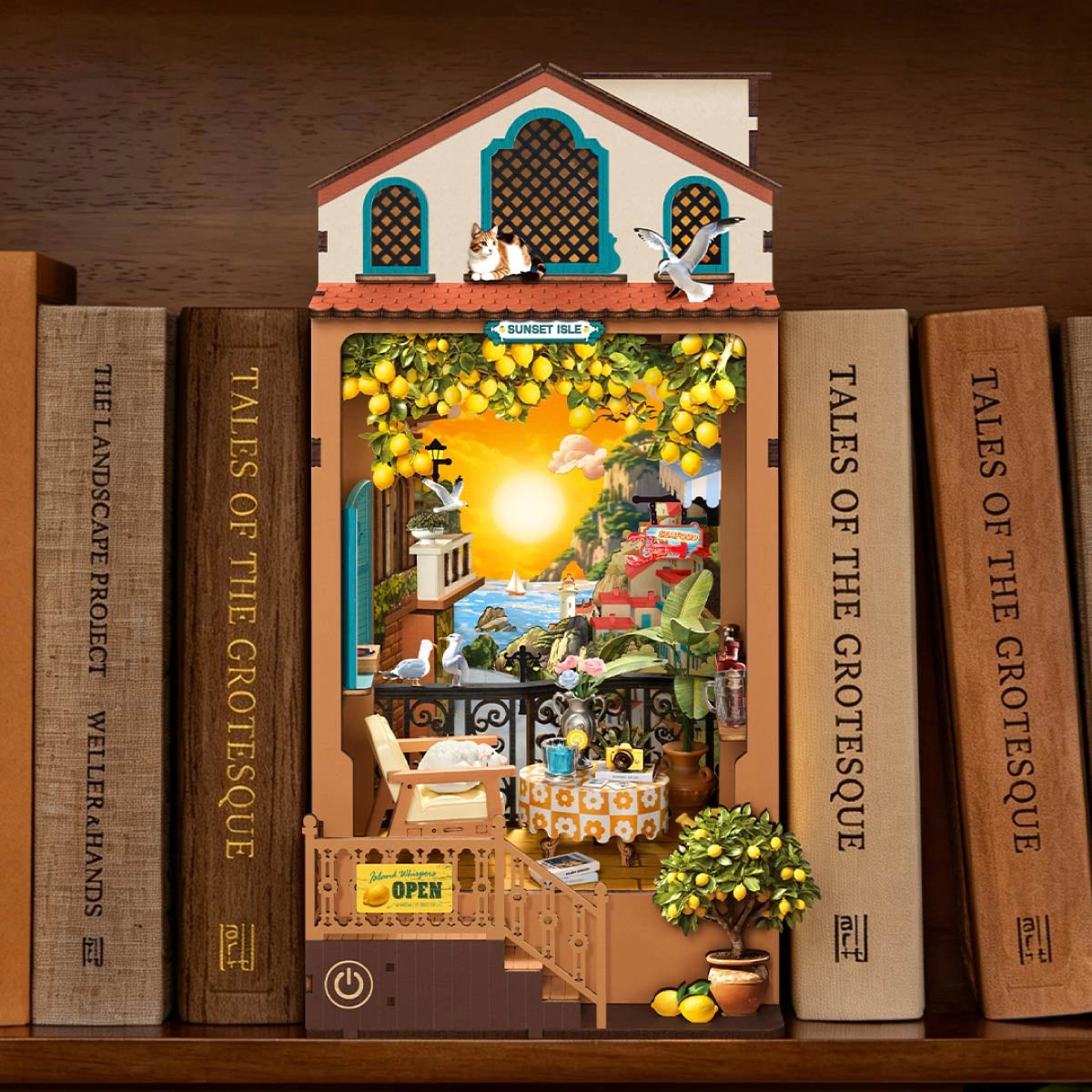 robotime-tgb18-sunset-isle-book-nook-bois-3d image 3