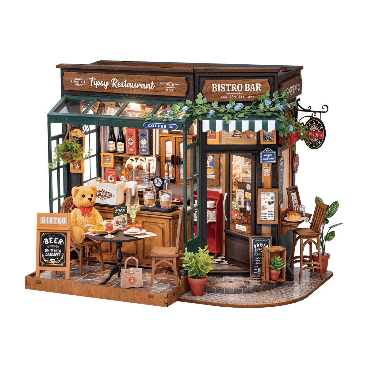 robotime-dg167-tipsy-restaurant-maison-miniature-kit-bois image 1