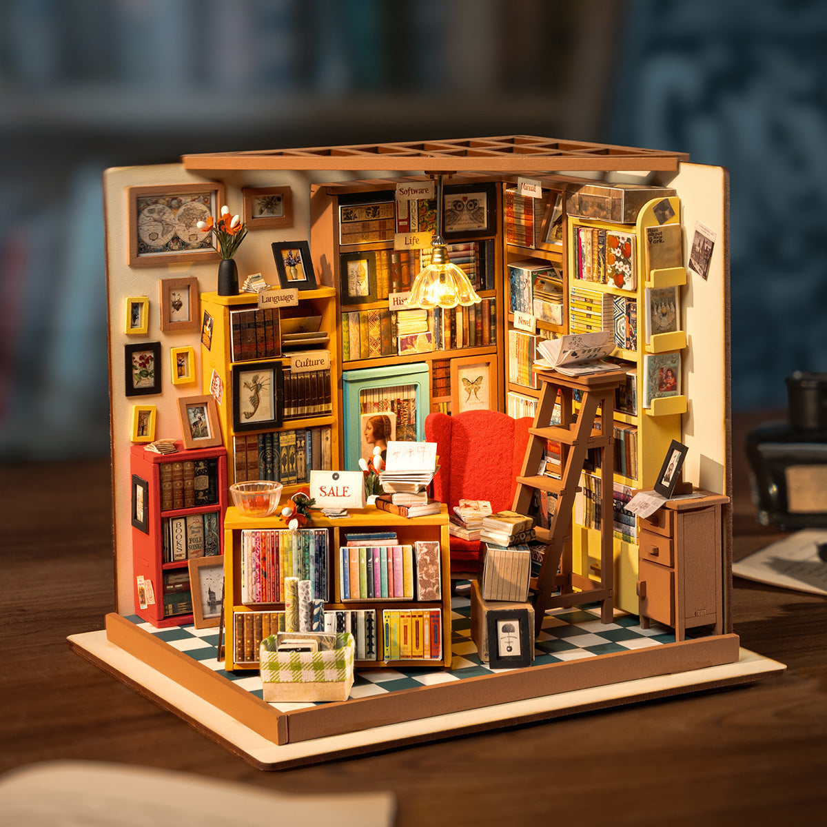 rolife-sam-s-study-dg102-maison-miniature-biblioth-que-bois image 2