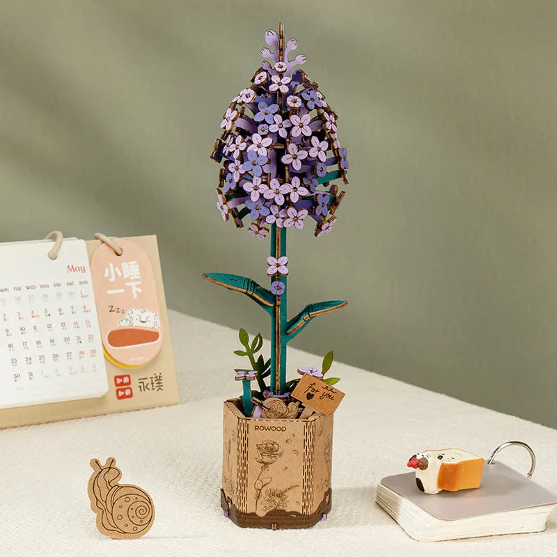 robotime-rowood-tw021-bouquet-fleurs-bois-lilas image 1